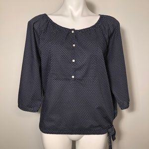 Gap Navy and White Polka Dot Blouse